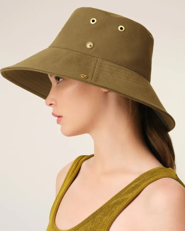 Ami Paris Cotton Ami de Coeur Plate Hat KHAKI Cheap