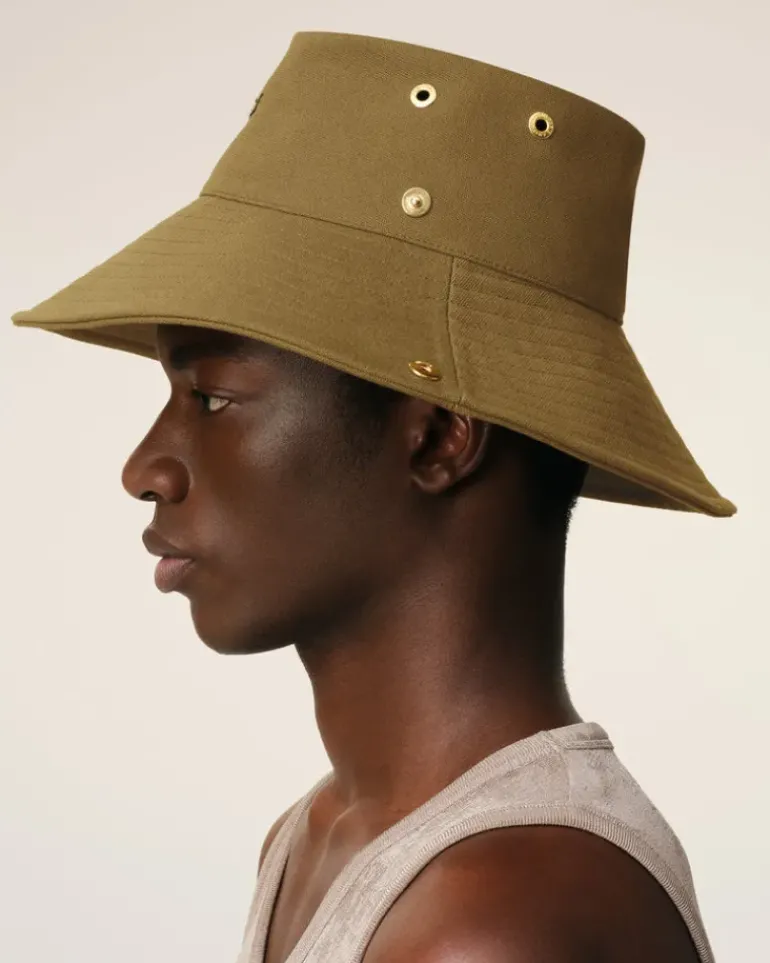 Ami Paris Cotton Ami de Coeur Plate Hat KHAKI Cheap