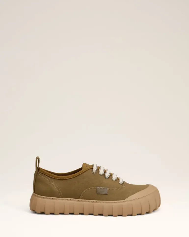 Ami Paris Cotton Low Top Tempo Canvas Sneakers KHAKI Store