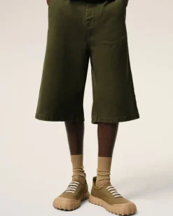 Ami Paris Cotton Low Top Tempo Canvas Sneakers KHAKI Store