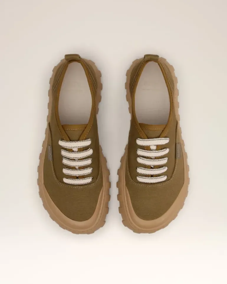 Ami Paris Cotton Low Top Tempo Canvas Sneakers KHAKI Store