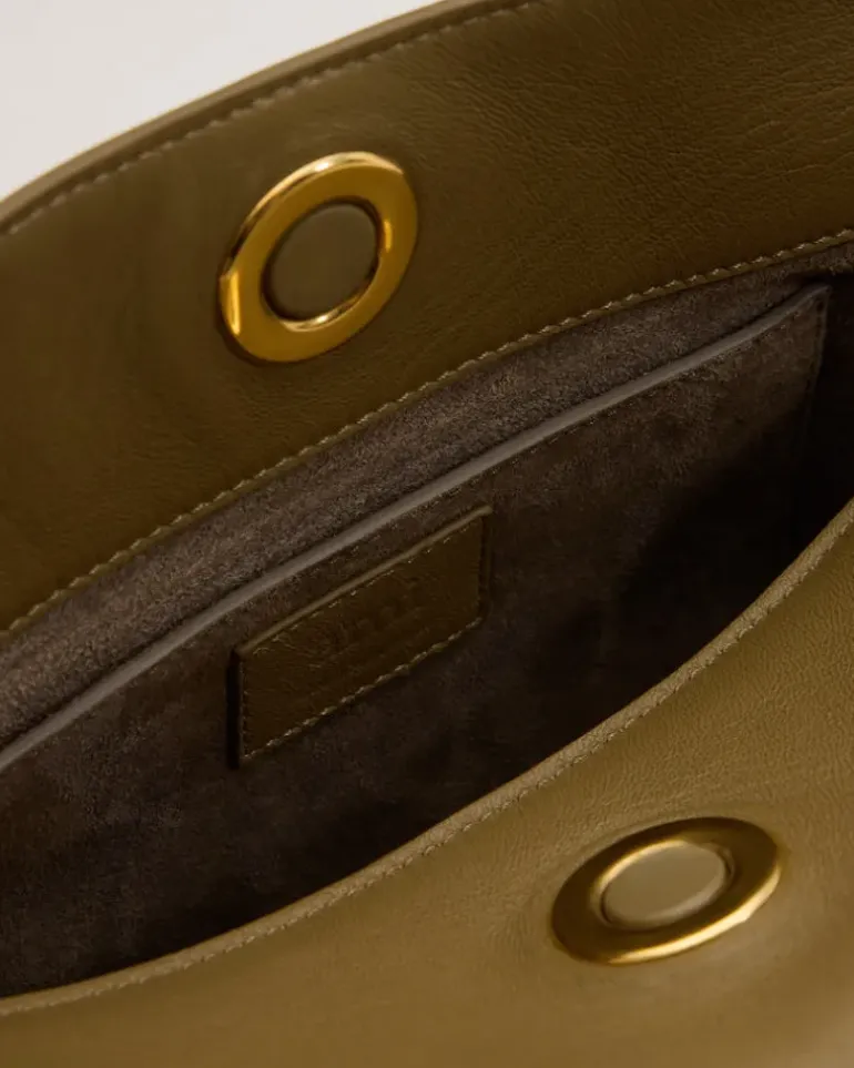 Ami Paris Leather Carrousel Bag KHAKI Cheap