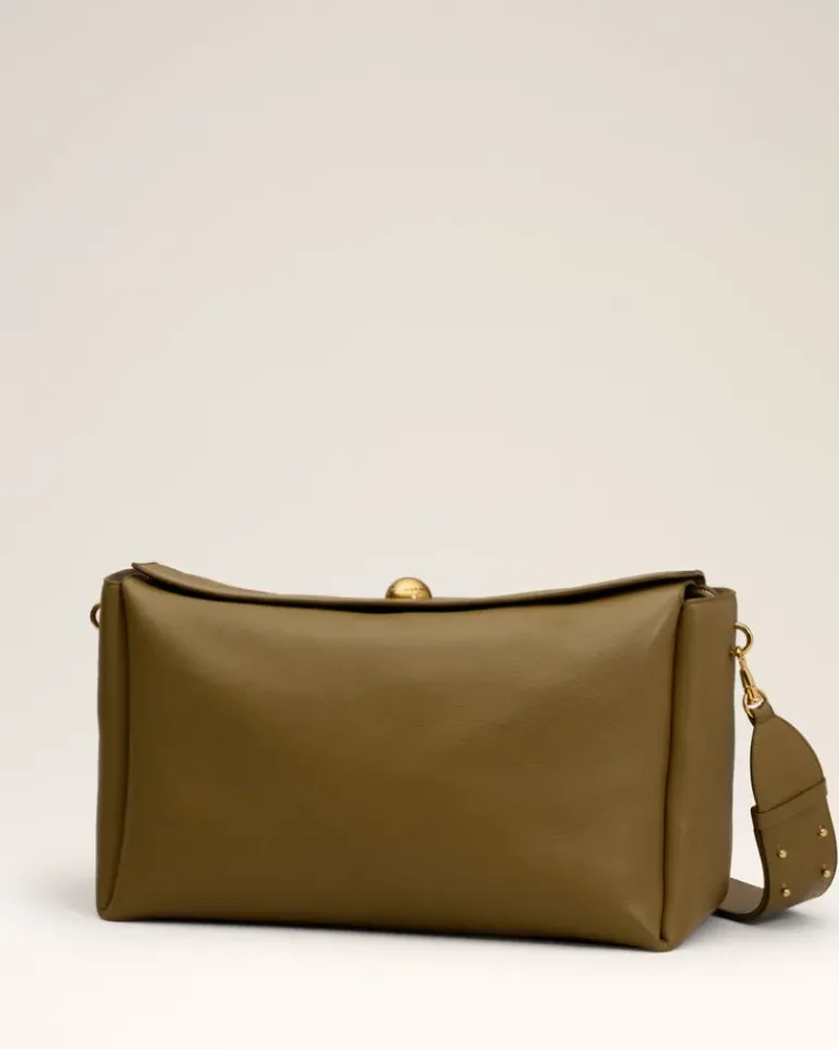 Ami Paris Leather Large Carrousel Bag KHAKI Store