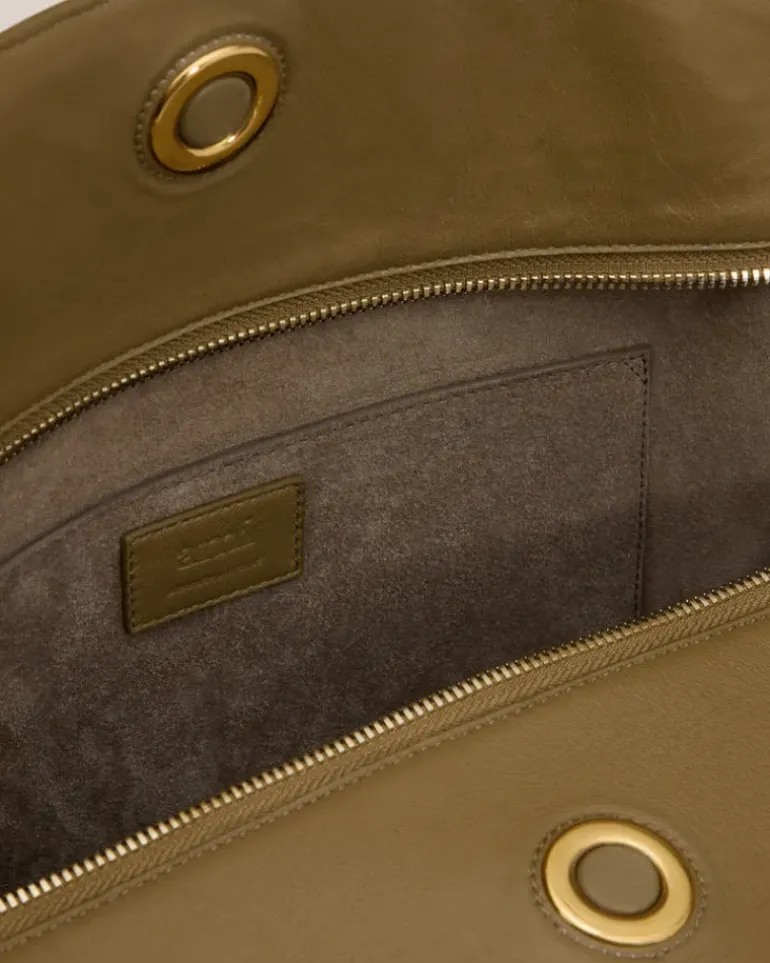 Ami Paris Leather Large Carrousel Bag KHAKI Store