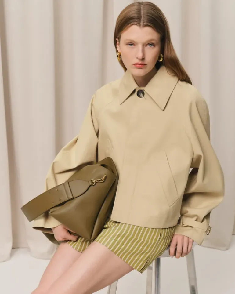 Ami Paris Leather Large Carrousel Bag KHAKI Store