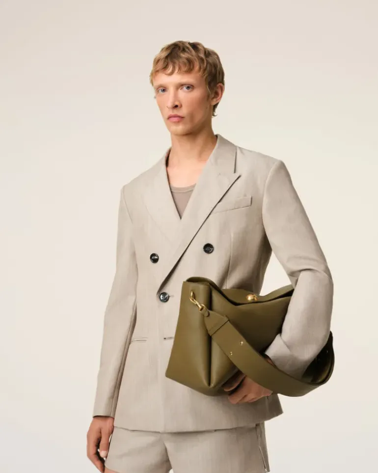 Ami Paris Leather Large Carrousel Bag KHAKI Store