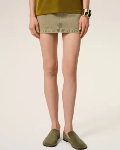 Ami Paris Leather Midi Slippers KHAKI Online