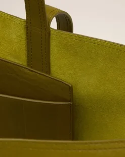 Ami Paris Khaki Leather Midi Tote Bag LICHEN Sale