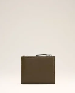 Ami Paris Leather Voulez-Vous Folded Wallet KHAKI Store