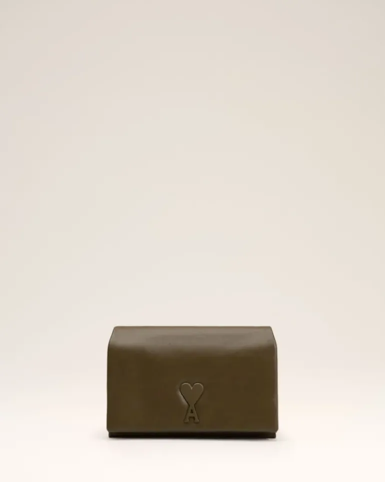 Ami Paris Leather Voulez-Vous Wallet Strap KHAKI Online