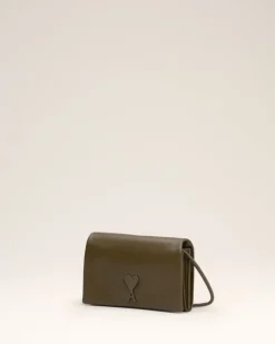 Ami Paris Leather Voulez-Vous Wallet Strap KHAKI Online