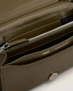 Ami Paris Leather Voulez-Vous Wallet Strap KHAKI Online