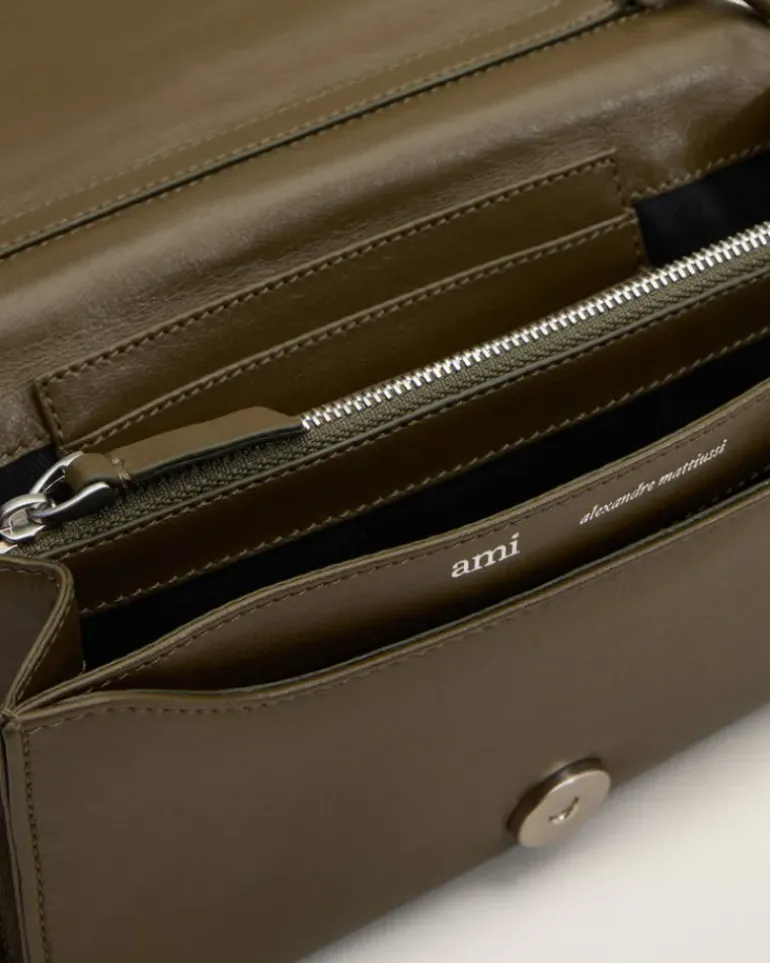 Ami Paris Leather Voulez-Vous Wallet Strap KHAKI Online