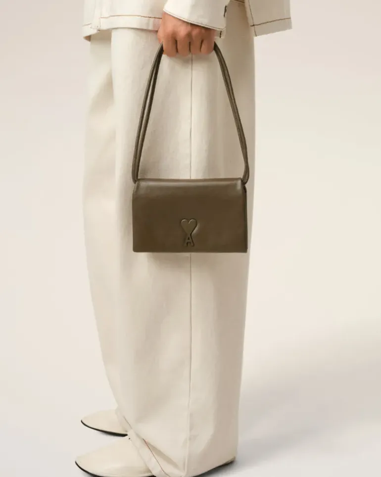 Ami Paris Leather Voulez-Vous Wallet Strap KHAKI Online