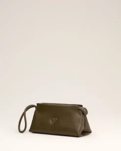 Ami Paris Leather Voulez-Vous Pouch KHAKI Flash Sale