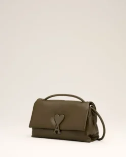 Ami Paris Leather Voulez-Vous Bag KHAKI Outlet