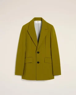 Ami Paris Khaki Wool Two Buttons Fitted Jacket LICHEN/MASTIC Outlet