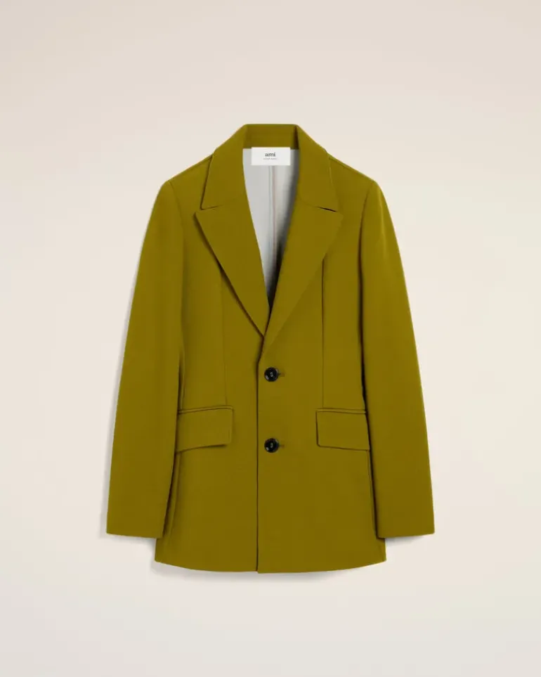 Ami Paris Khaki Wool Two Buttons Fitted Jacket LICHEN/MASTIC Outlet