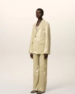 Ami Paris Leather Two Buttons Jacket LIGHT SAND Online