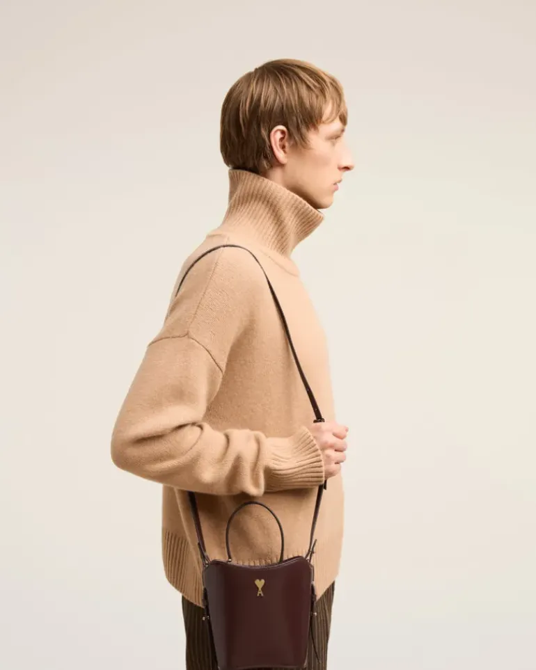 Ami Paris Mini Paris Paris Bucket Bag CHOCOLATE Clearance