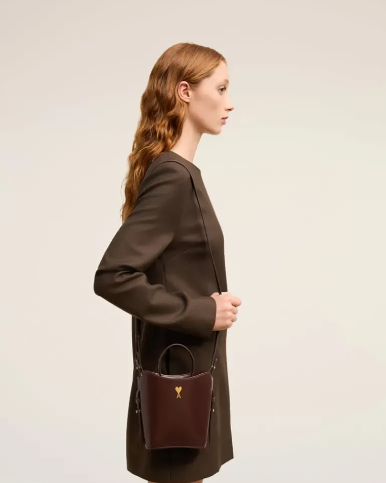 Ami Paris Mini Paris Paris Bucket Bag CHOCOLATE Clearance