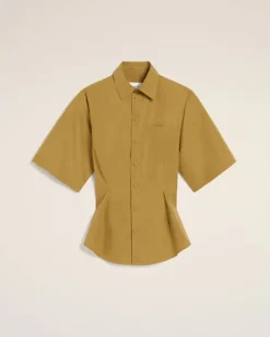 Ami Paris Mustard Cotton Short Sleeve Shirt HAVANA New
