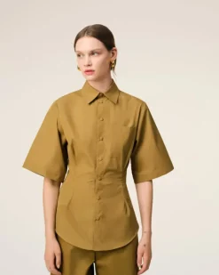 Ami Paris Mustard Cotton Short Sleeve Shirt HAVANA New