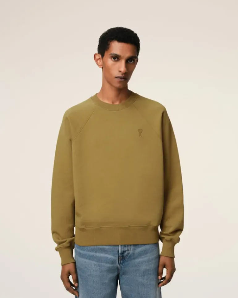 Ami Paris Mustard Cotton Tonal Ami de Coeur Sweatshirt HAVANA Shop