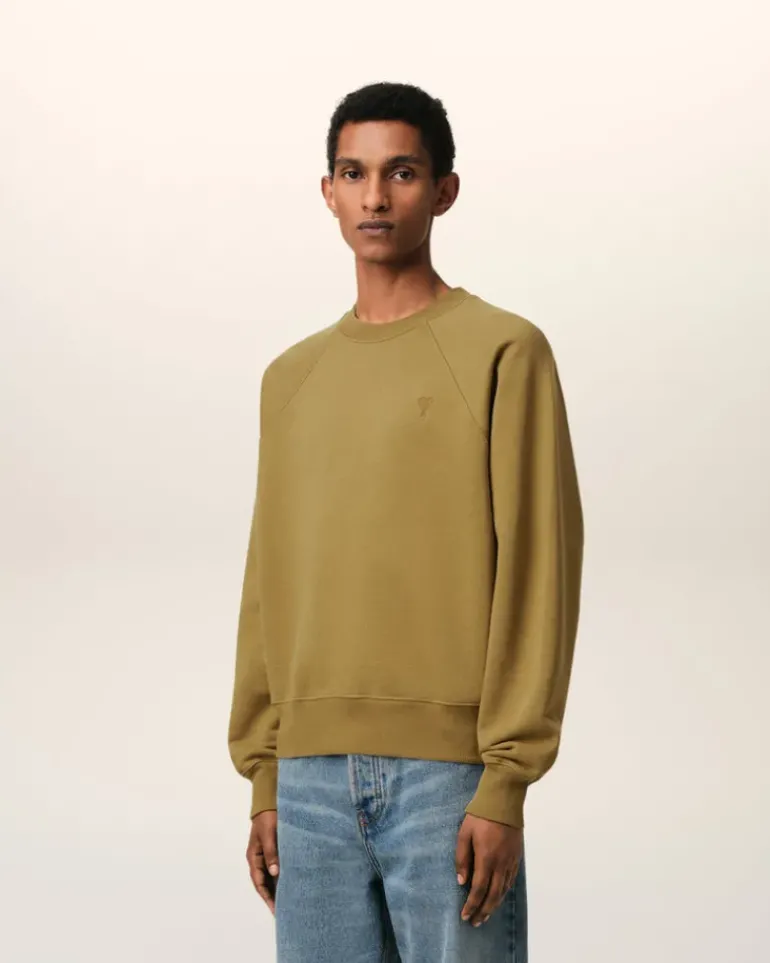 Ami Paris Mustard Cotton Tonal Ami de Coeur Sweatshirt HAVANA Shop
