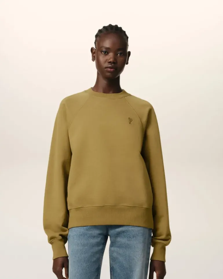 Ami Paris Mustard Cotton Tonal Ami de Coeur Sweatshirt HAVANA Shop