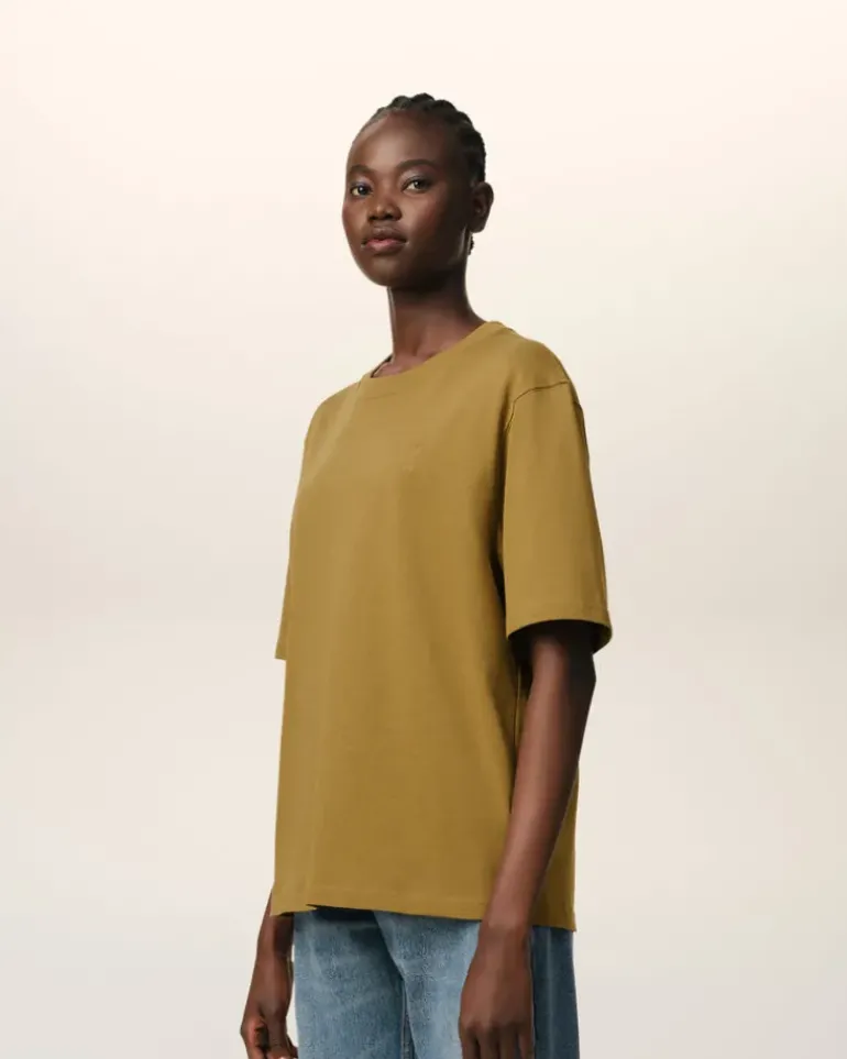 Ami Paris Mustard Cotton Tonal Ami de Coeur T-Shirt HAVANA Online