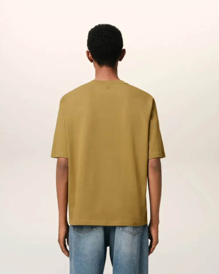 Ami Paris Mustard Cotton Tonal Ami de Coeur T-Shirt HAVANA Online