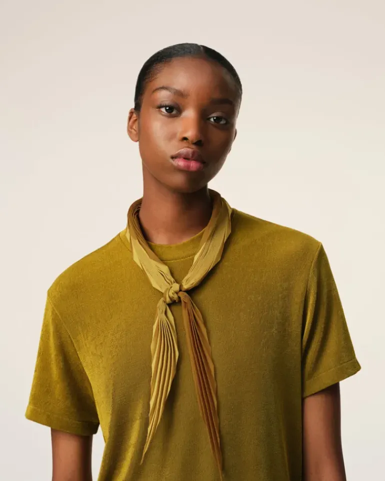 Ami Paris Mustard Pleated Diamond Shaped Scarf HAVANA Cheap