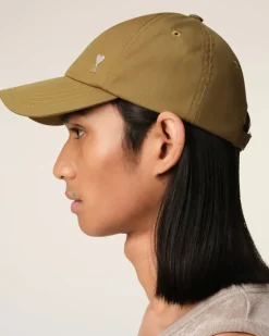 Ami Paris Mustard Twill Ami de Coeur Stud Cap HAVANA Shop