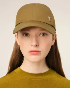 Ami Paris Mustard Twill Ami de Coeur Stud Cap HAVANA Shop