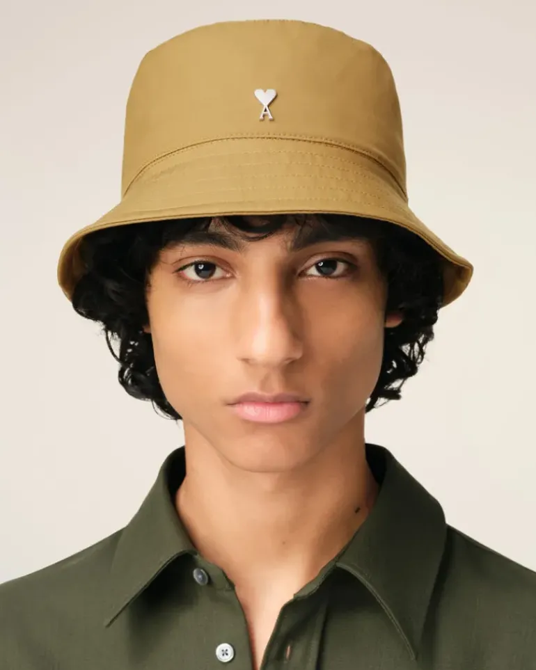Ami Paris Mustard Twill Ami de Coeur Stud Bucket Hat HAVANA Store