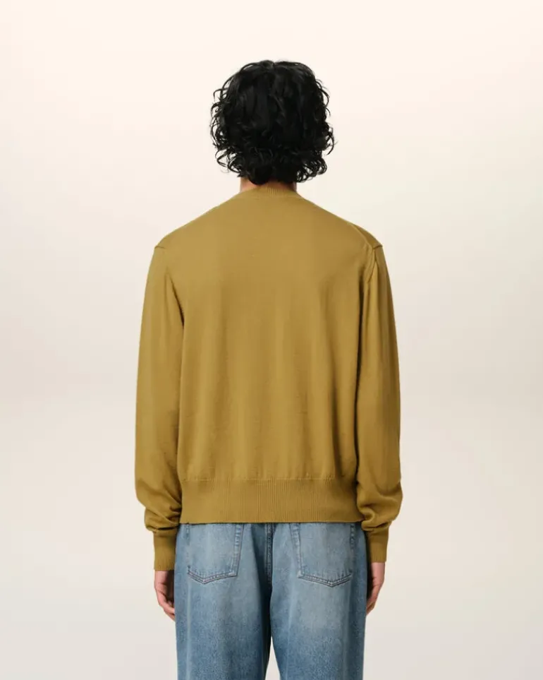Ami Paris Mustard Wool Ami de Coeur Crew Neck Sweater HAVANA New