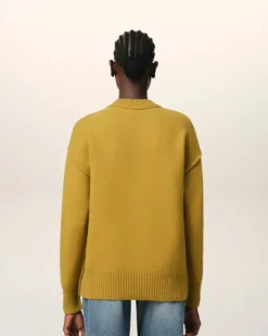 Ami Paris Mustard Wool Ami de Coeur Sweater HAVANA/OFFWHITE Discount