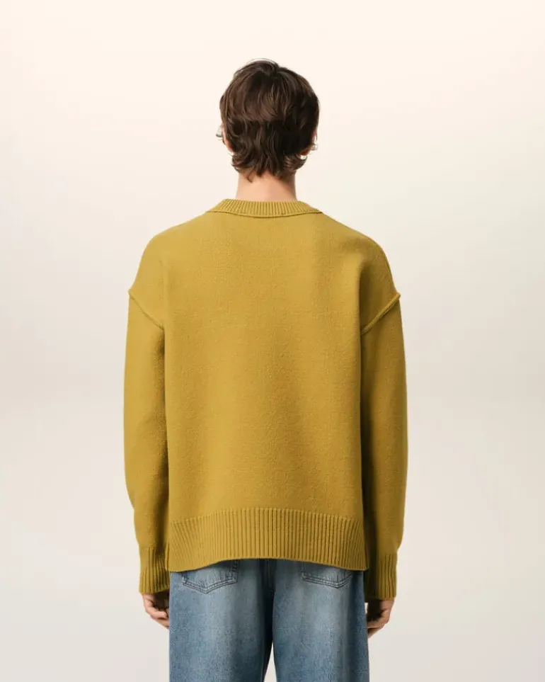 Ami Paris Mustard Wool Ami de Coeur Sweater HAVANA/OFFWHITE Discount