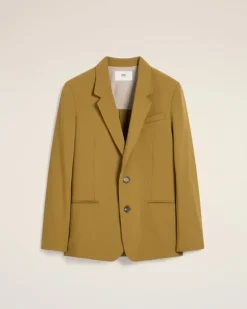 Ami Paris Mustard Wool Semi-Lined Jacket HAVANA Discount