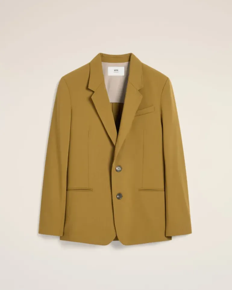 Ami Paris Mustard Wool Semi-Lined Jacket HAVANA Discount