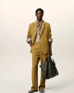 Ami Paris Mustard Wool Semi-Lined Jacket HAVANA Discount
