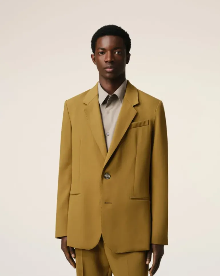 Ami Paris Mustard Wool Semi-Lined Jacket HAVANA Discount