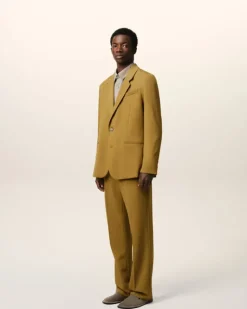 Ami Paris Mustard Wool Semi-Lined Jacket HAVANA Discount