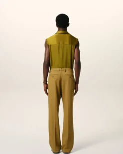 Ami Paris Mustard Wool Straight Fit Trousers HAVANA Clearance
