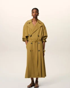 Ami Paris Mustard Wool Trench Coat HAVANA Best