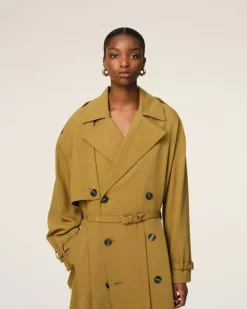 Ami Paris Mustard Wool Trench Coat HAVANA Best