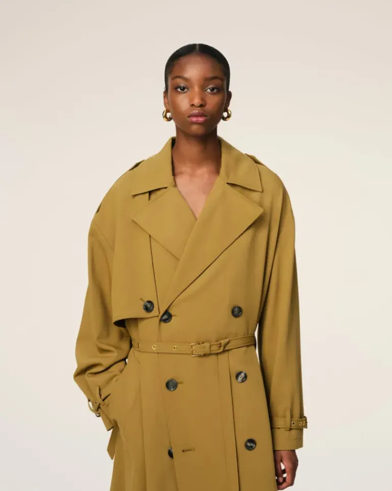 Ami Paris Mustard Wool Trench Coat HAVANA Best