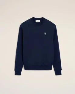 Ami Paris Navy Cotton Ami de Coeur Sweatshirt NIGHT BLUE Best Sale