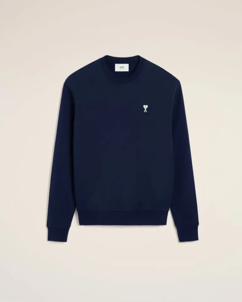 Ami Paris Navy Cotton Ami de Coeur Sweatshirt NIGHT BLUE Best Sale